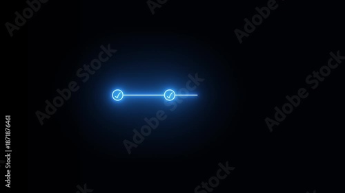 Glowing neon 3 step infographic process with check mark icon. Step-by-Step Guide: Business Steps.