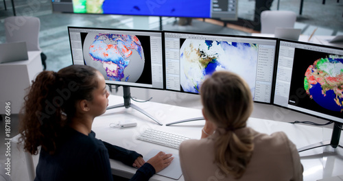 Analyzing Weather Patterns On Computer With Forecast Map For Tracking