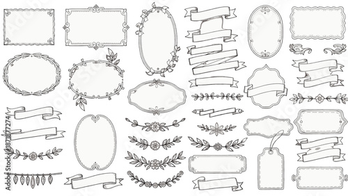 Vintage Ornament Frames and Ribbons: A delightful assortment of handcrafted vintage-style frames and ribbons, perfect for adding a touch of elegance and sophistication to any design.