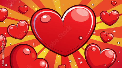 Vibrant red hearts radiating warmth and love Vector