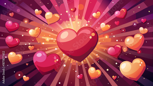 Radiant hearts bursting with warmth and love Vector