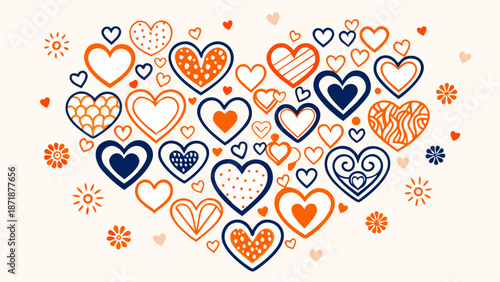 A burst of colorful hearts expressing love and warmth Vector