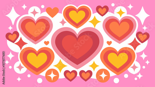 Vibrant hearts in a radiant array Vector