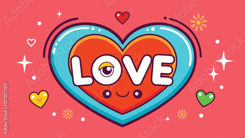 Whimsical heart shaped love illustration with sparkles Vector