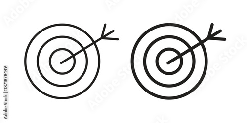 Target icons line and solid version, outline and filled vector design set