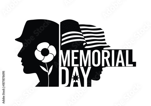 Memorial day tribute with patriotic and floral silhouettes