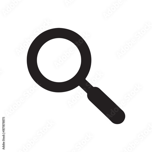 Magnifying glass silhouette vector illustration on white background