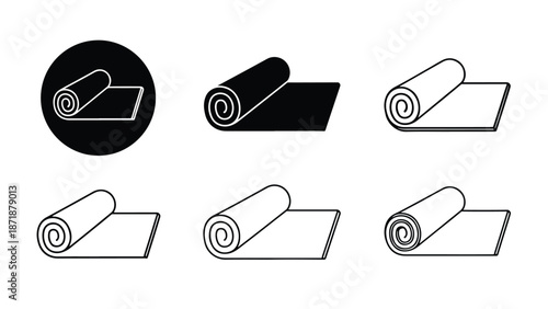 Yoga mat icons - Vector icon set - Glyph and solid icon set - Icon vector - Flat Design Icon - line icon set