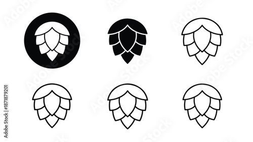 Icon set of hops - Vector icon set - Glyph and solid icon set - Icon vector - Flat Design Icon - line icon set