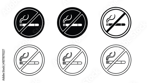 No smoking icon set - Vector icon set - Glyph and solid icon set - Icon vector - Flat Design Icon - line icon set