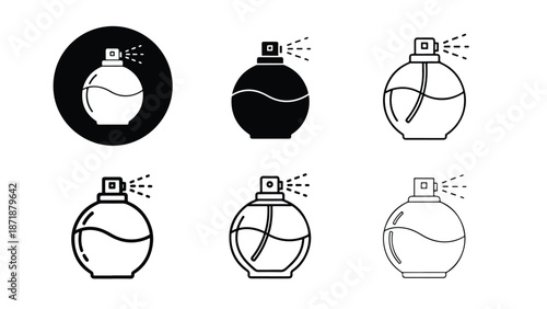 Icon set of perfume bottles - Vector icon set - Glyph and solid icon set - Icon vector - Flat Design Icon - line icon set