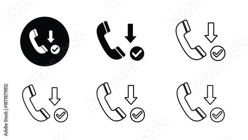 Telephone icon set - Vector icon set - Glyph and solid icon set - Icon vector - Flat Design Icon - line icon set