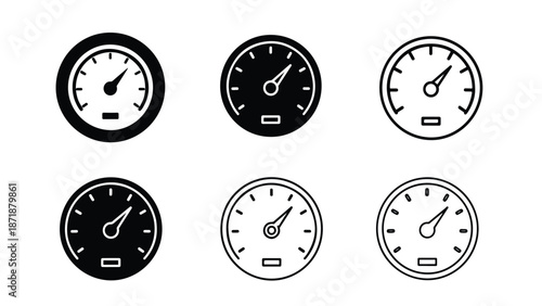 Gauge icon set - Vector icon set - Glyph and solid icon set - Icon vector - Flat Design Icon - line icon set