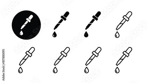 Icon set of dropper tools - Vector icon set - Glyph and solid icon set - Icon vector - Flat Design Icon - line icon set
