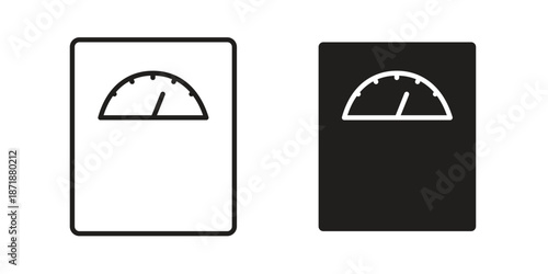 Weight scale icons line and solid version, outline and filled vector design set