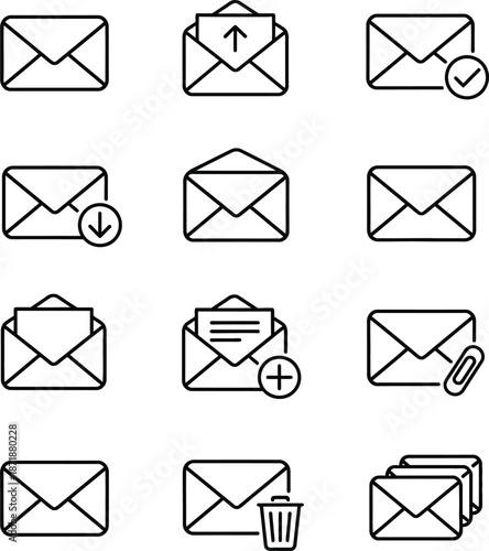 Email line icon collection. Informations, message, transfer, letter, text, gmail and communication icon set.
