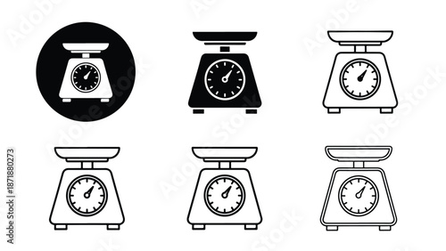 Set of kitchen scales icons - Vector icon set - Glyph and solid icon set - Icon vector - Flat Design Icon - line icon set