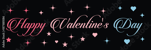 Valentines Day elegant hand text banner. Valentine greeting card template with calligraphy happy valentine`s day and pink heart in line. Set of Valentine's Day poster, cover, label, sale promotion 