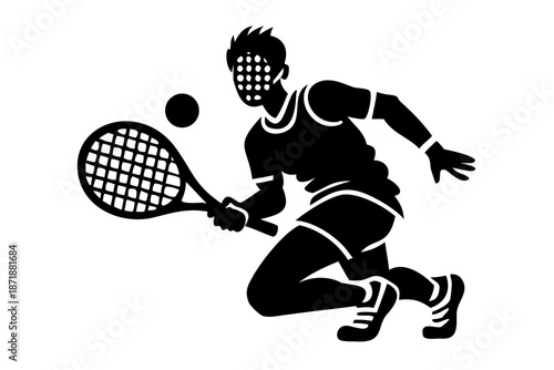 squash player silhouette illustration for sports and fitness design