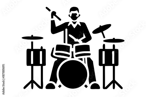 man playing drums silhouette illustration for music and performance design