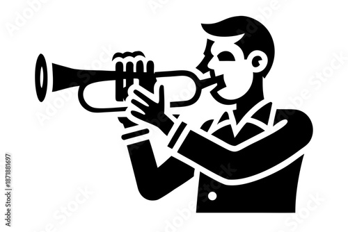 man playing trumpet silhouette illustration for music and performance design