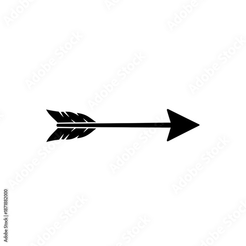 A minimalist depiction of a black arrow pointing towards the right