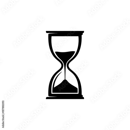 A simple black and white illustration of a classic hourglass shape