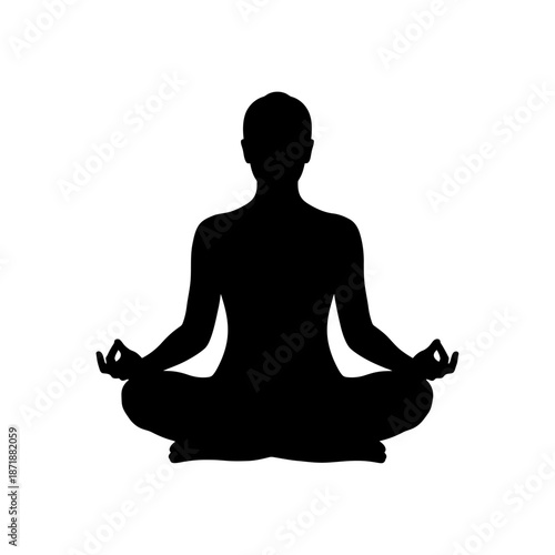 Silhouette of a person meditating in the lotus position peaceful and serene