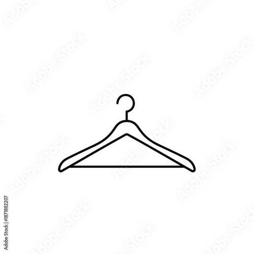 Simple outline of a clothes hanger on a plain white background
