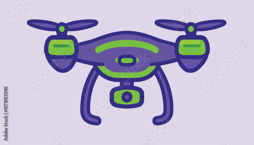 Purple Drone with Green Accents - Modern Aerial Technology.