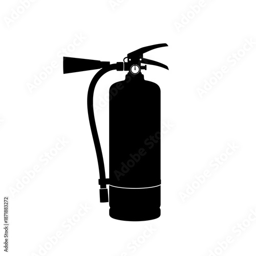 A black silhouette of a standard fire extinguisher safety equipment