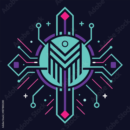 Futuristic circuit logo isolated on white background, Vector, illustration