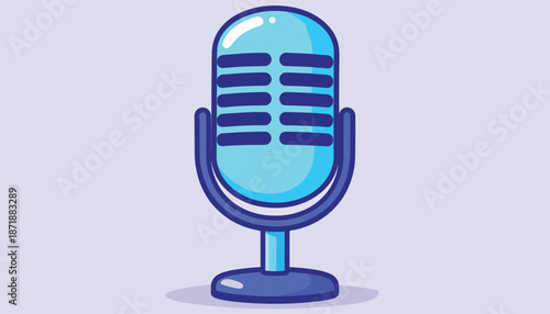 Illustration of a classic blue microphone for podcasting or recording.