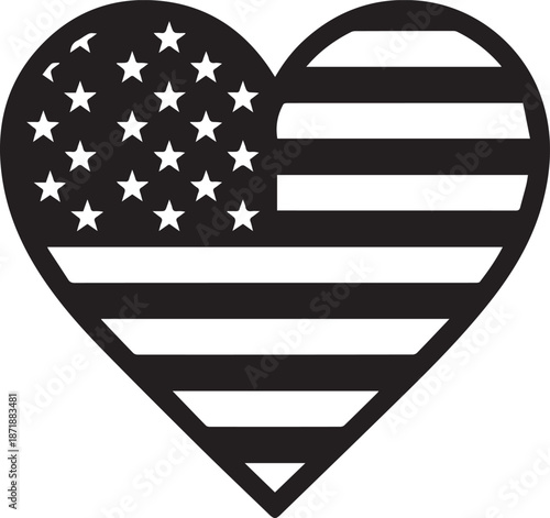 American flag heart silhouette for patriotism and love of country