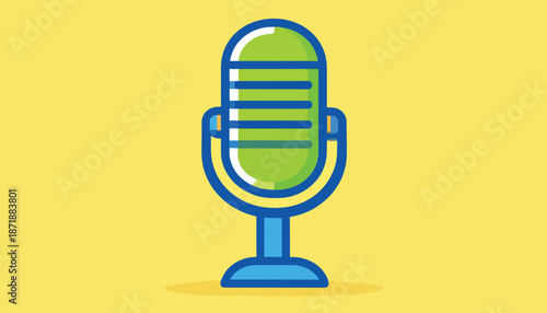 Retro Microphone Illustration - A Vintage Audio Recording Device.