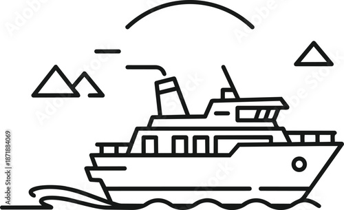 Modern Cruise Ship Sailing on Wavy Ocean Waters.