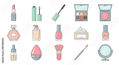 Collection of various makeup and beauty products.