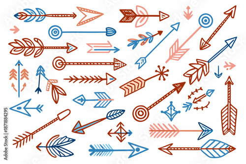 Hand-drawn Colored Pencil Style Arrow Set