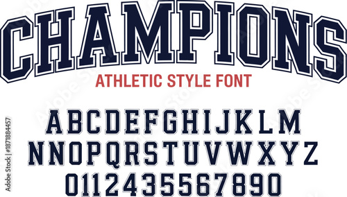 Bold athletic style font with letters and numbers bold letters