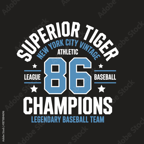 Vintage Baseball Champions with 86 and Stars black background