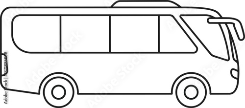 Simple Line Art Drawing of a Modern Bus.
