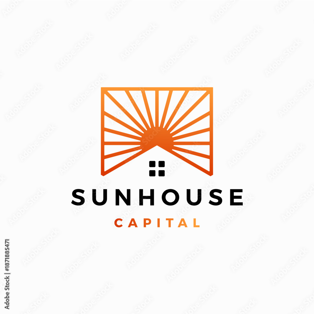 Fototapeta premium sun house home logo vector icon illustration