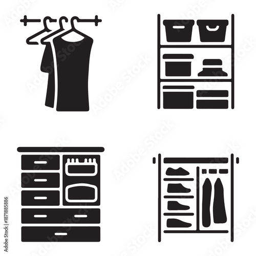 Closet organization bedroom wardrobe silhouette for daily use