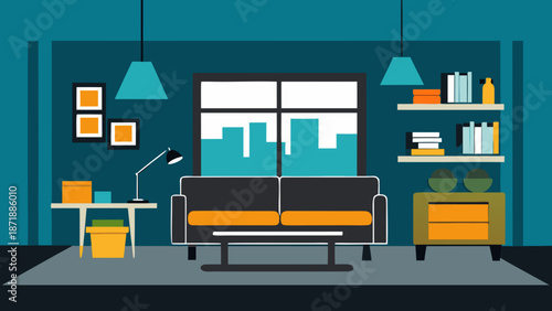 Modern living room with comfortable sofa Vector