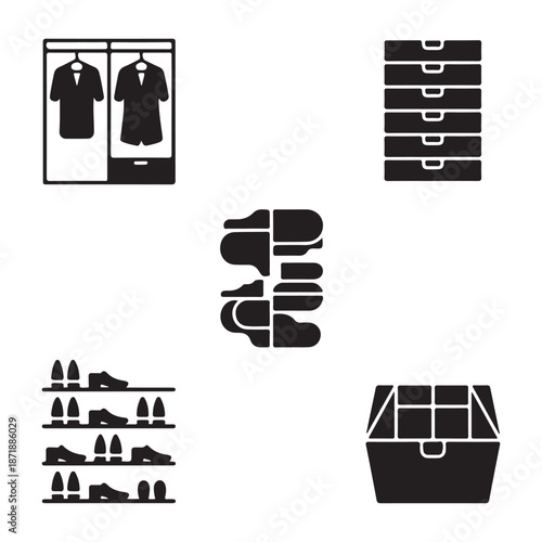 Closet organization storage system silhouette for functional wardrobe