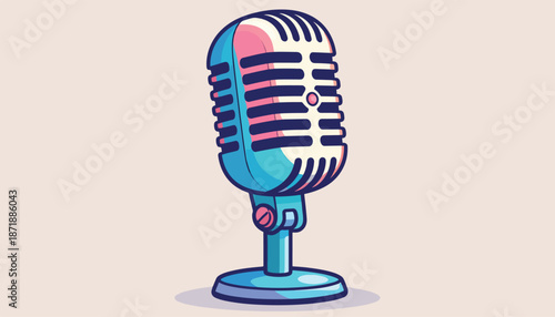 Vintage Microphone Illustration - A Classic Audio Recording Device.