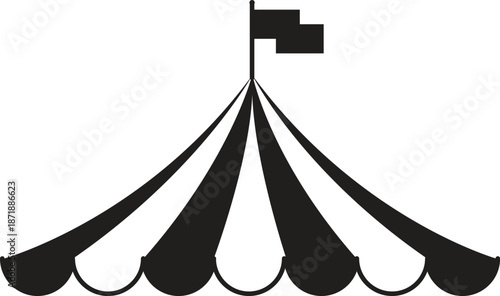 Circus tent silhouette vector set, big top carnival tent icons, festival fairground tent clipart, black graphic amusement illustrations
