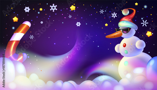 snowman with christmas tree