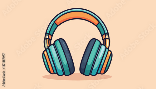 Stylish Over-Ear Headphones with Teal and Orange Accents for Music Lovers.