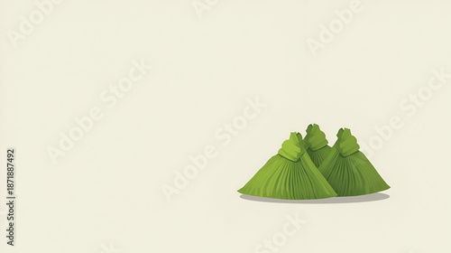 A Simple Yet Elegant Illustration of Asian Zongzi Dumplings, Depicting the Traditional Food in a Minimalist Style